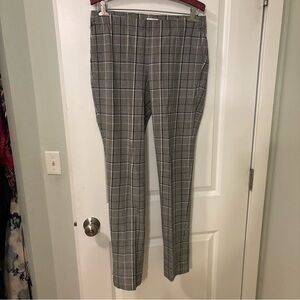 J Jill Premium Bi-Stretch Black White Plaid Ankle Pants Womens 10 Tall-Pull-On